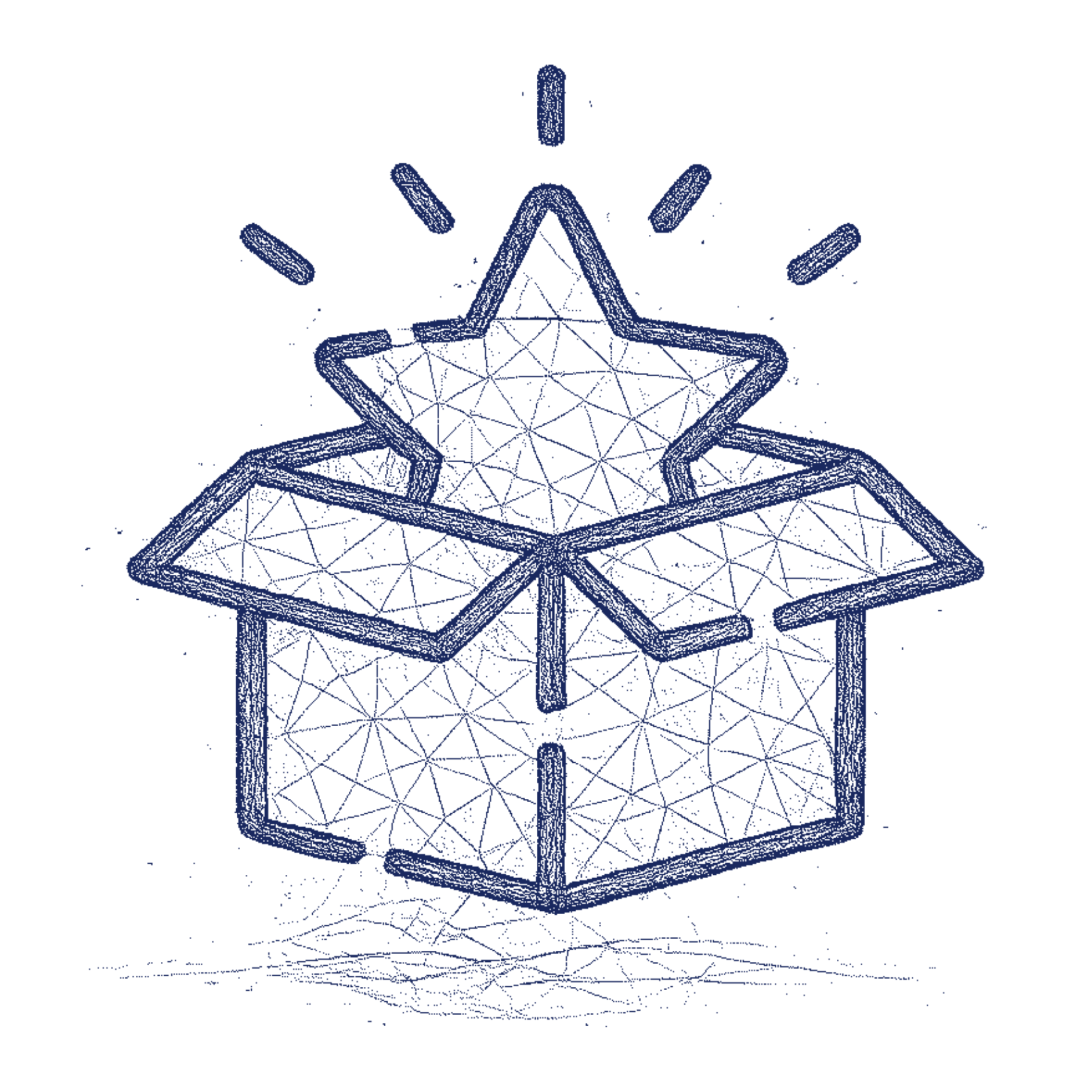 A box with a star as symbol for Brand launch