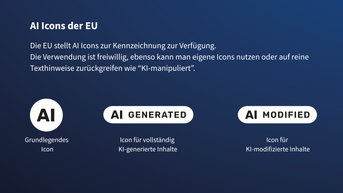 EU Icons zur Kennzeichnung von KI