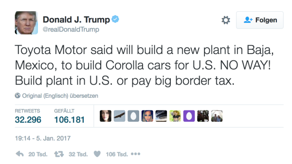 Chronik_Tweet-Trump-Toyota (Quelle: Twitter)